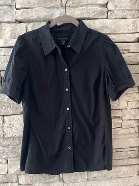 Banana Republic Puff/Short Sleeve Stretch Button-Up Shirt Womens Size L